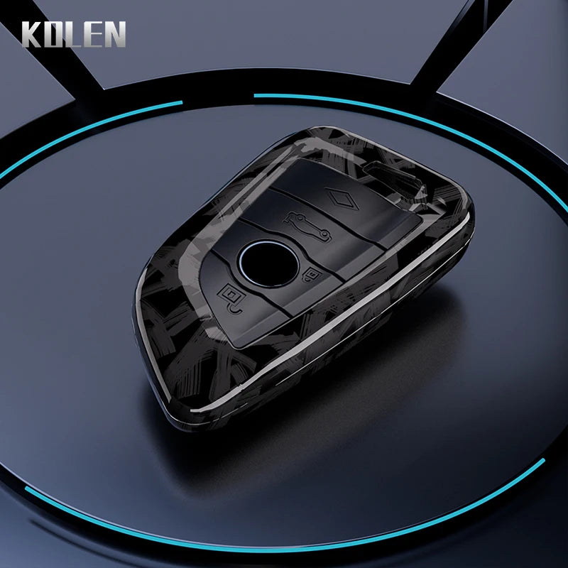 BMW Remote Key Fob Cover for Series 1-7, X1-X7: ABS Carbon Fiber Hard Shell