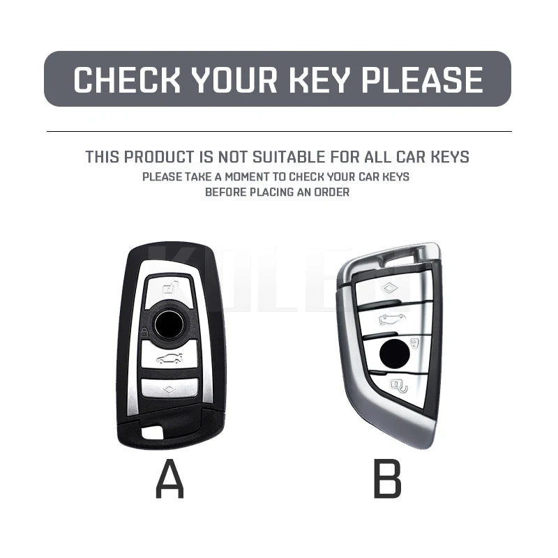 BMW Remote Key Fob Cover for Series 1-7, X1-X7: ABS Carbon Fiber Hard Shell