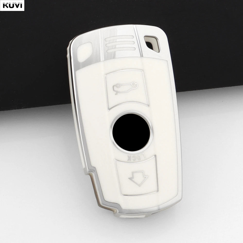 BMW Remote Key Fob Case for Series 3/5/6, X1/X5/X6: Slim TPU Carbon Fiber Shell