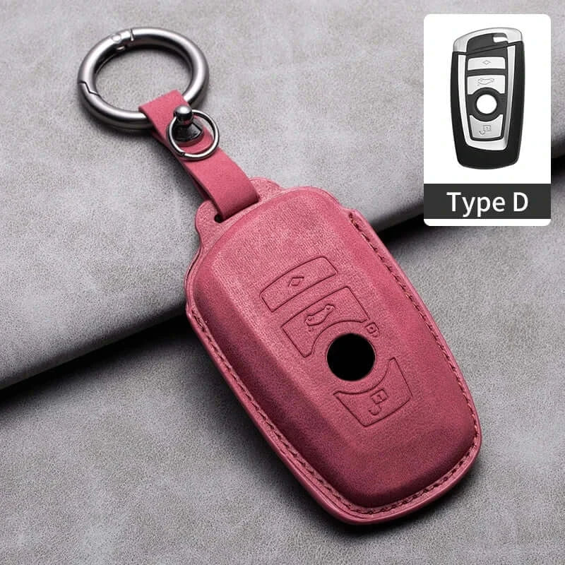 BMW Remote Key Fob Cover for Series 1-7, X1-X7: Genuine Leather Protector