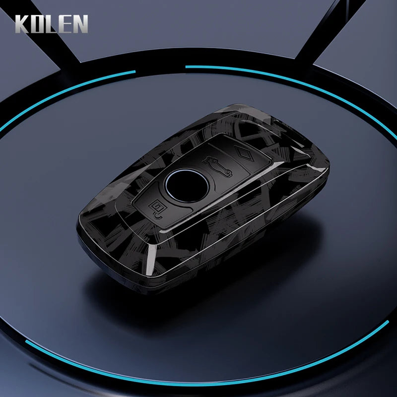 BMW Remote Key Fob Cover for Series 1-7, X1-X7: ABS Carbon Fiber Hard Shell