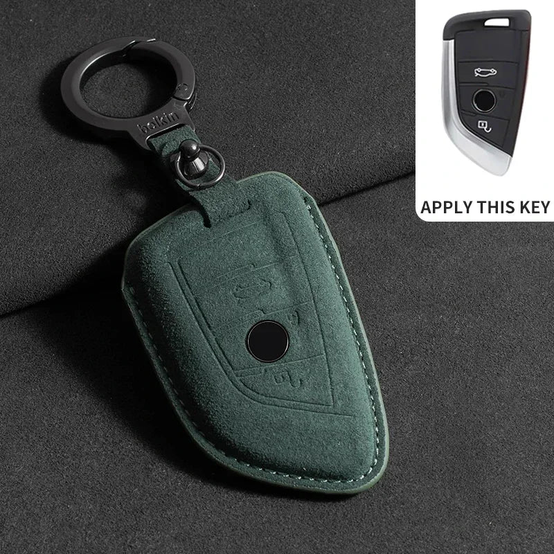 BMW Remote Key Fob Cover for Series 1-8, X1-X6: Premium Suede Leather Case
