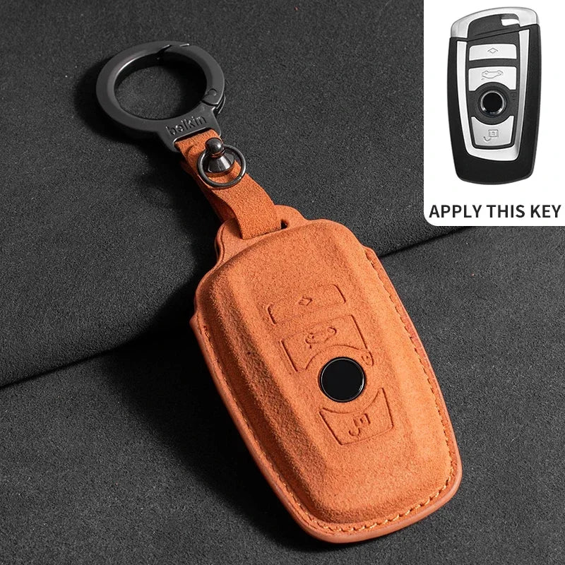BMW Remote Key Fob Cover for Series 1-8, X1-X6: Premium Suede Leather Case