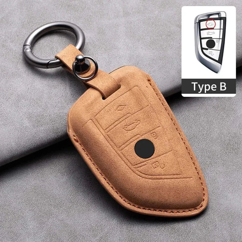 BMW Remote Key Fob Cover for Series 1-7, X1-X7: Genuine Leather Protector