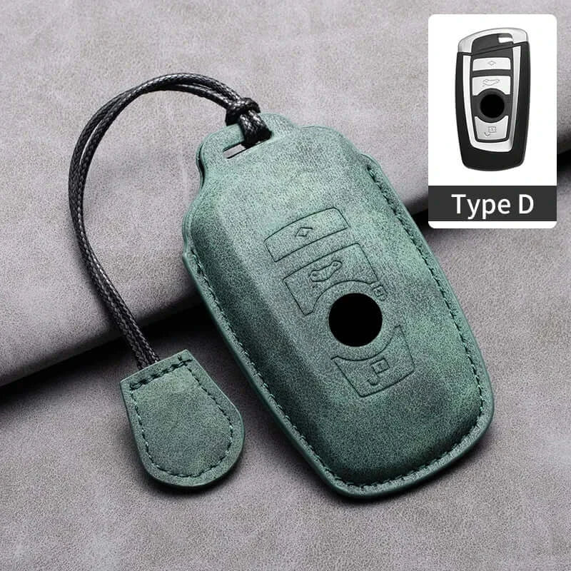 BMW Remote Key Fob Cover for Series 1-7, X1-X7: Genuine Leather Protector