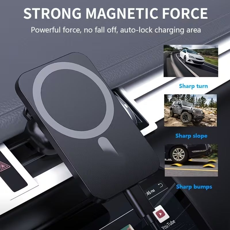 MagSafe Wireless Car Charger for iPhone 12-17 & Samsung S-Series | Ultra-Stable 15W Fast Charge
