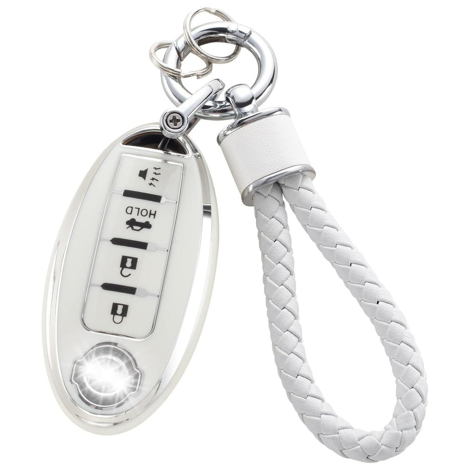 Nissan A4 & A5 Remote Key Fob Cover: Silver Edge TPU Shell
