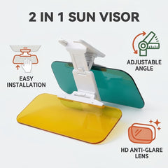 Anti-Glare Car Sun Visor Extender | 2-in-1 HD Day & Night Vision Mirror
