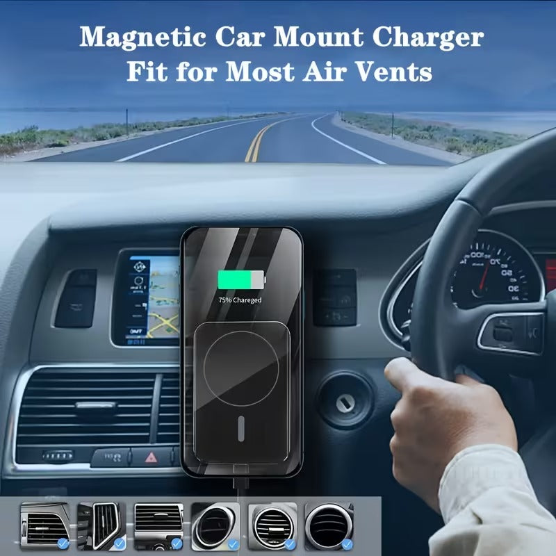 MagSafe Wireless Car Charger for iPhone 12-17 & Samsung S-Series | Ultra-Stable 15W Fast Charge